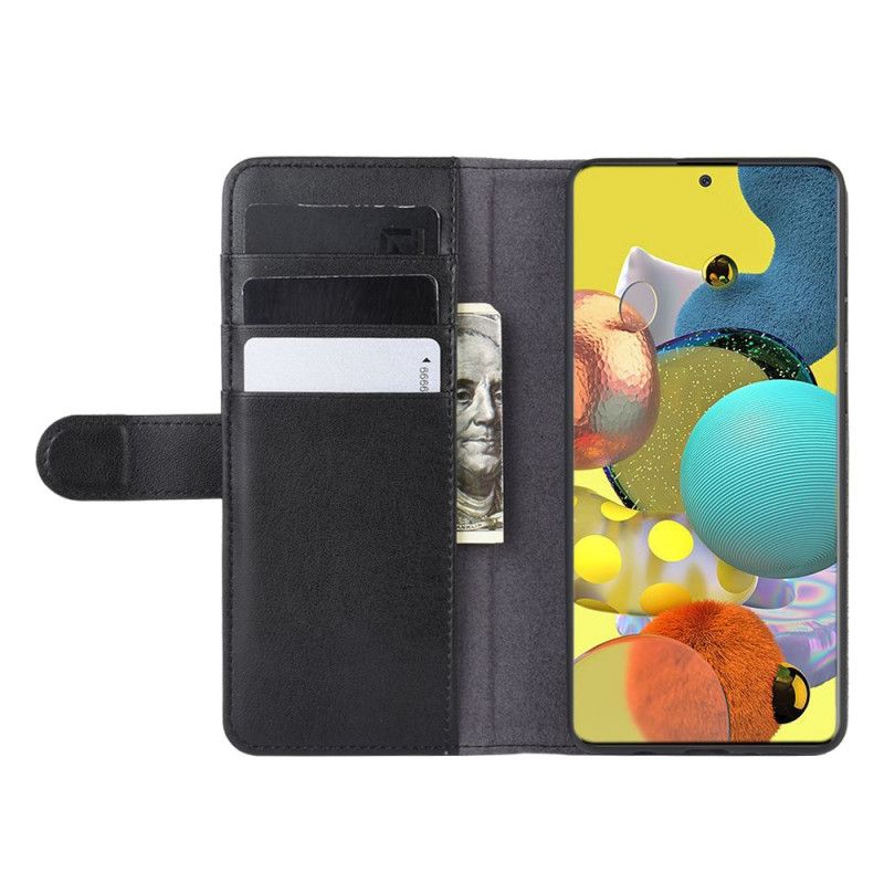 Flip Case Leren Samsung Galaxy A51 5G Koffie Zwart Splitleer