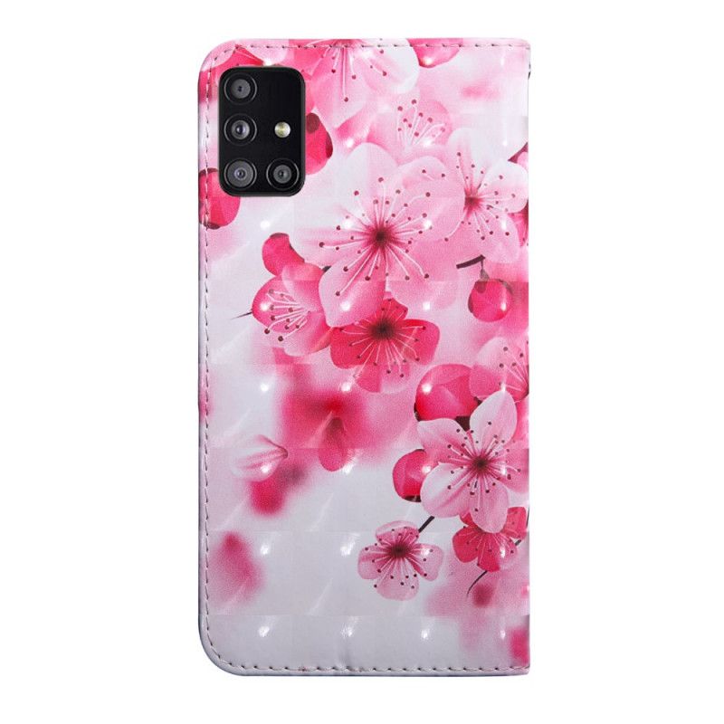 Flip Case Leren Samsung Galaxy A51 5G Roze Bloemen