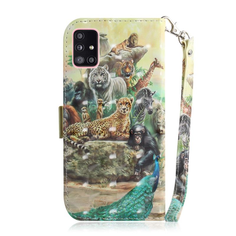 Flip Case Leren Samsung Galaxy A51 5G String Safari Dieren