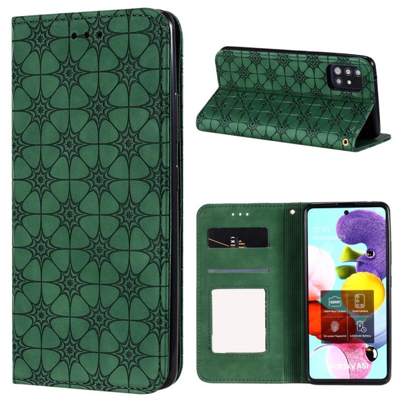 Folio-hoesje Samsung Galaxy A51 5G Donkerblauw Groen Telefoonhoesje Sterrenprint