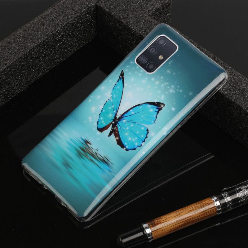 Hoesje voor Samsung Galaxy A51 5G Fluorescerende Blauwe Vlinder