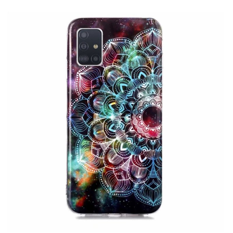 Hoesje voor Samsung Galaxy A51 5G Lichtblauw Rood Fluorescerende Bloemenreeks