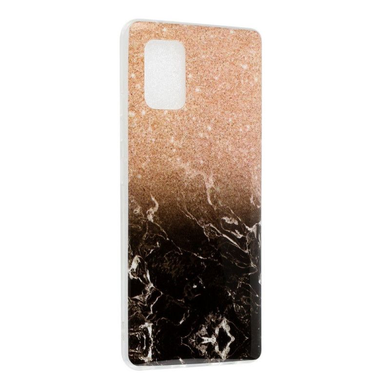 Hoesje voor Samsung Galaxy A51 5G Wit Zwart Marmeren Glitter