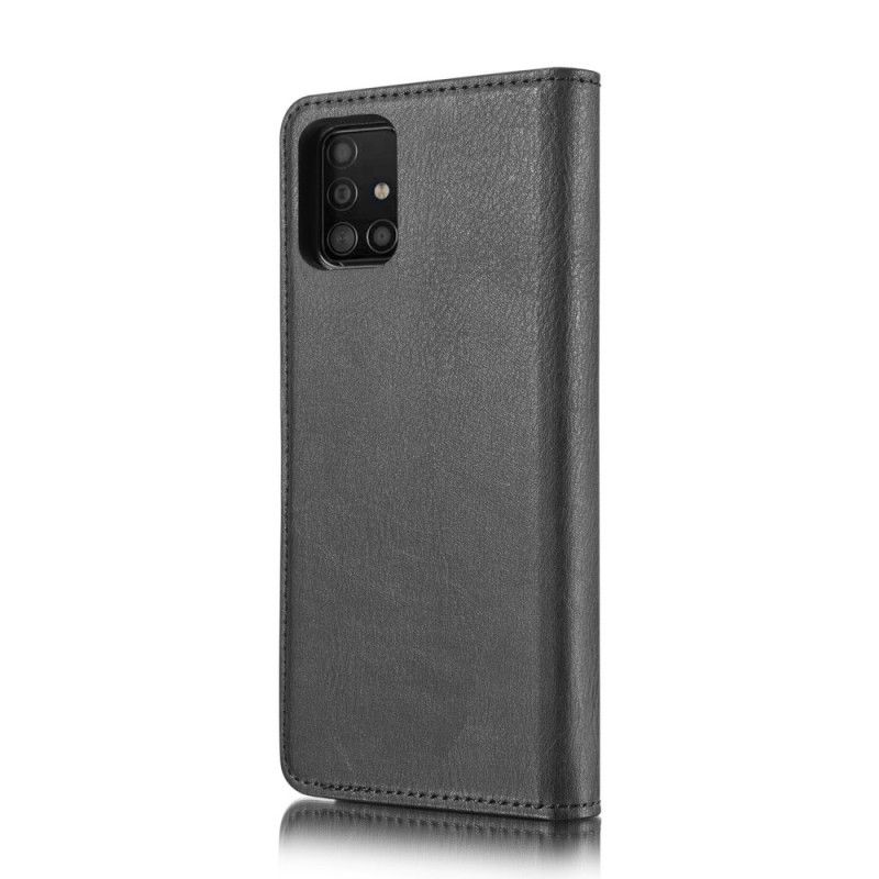 Leren Hoesje Samsung Galaxy A51 5G Grijs Zwart Dg. Afneembare Case