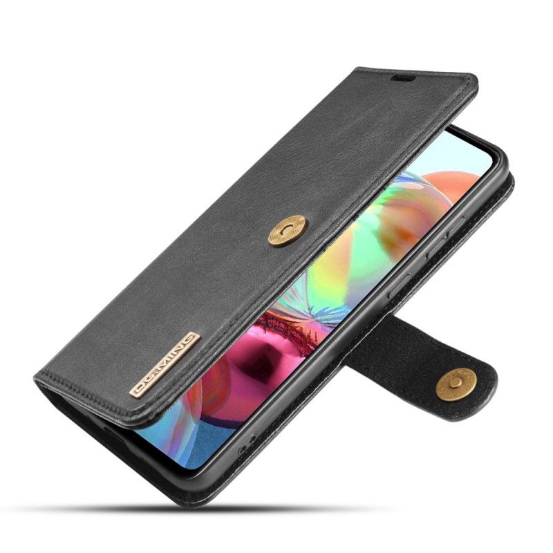 Leren Hoesje Samsung Galaxy A51 5G Grijs Zwart Dg. Afneembare Case