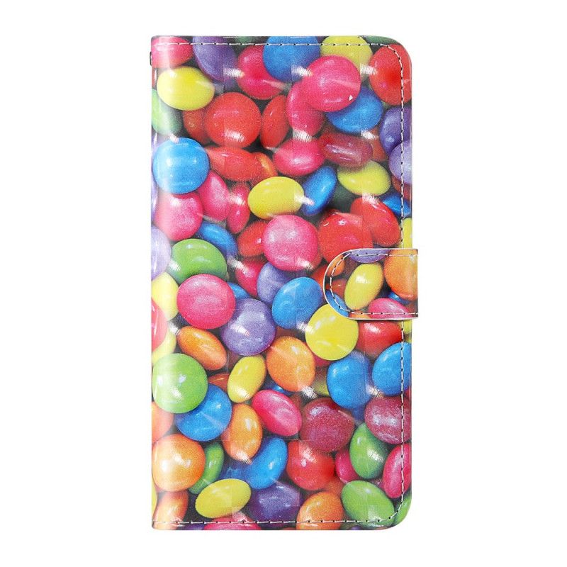 Leren Hoesje Samsung Galaxy A51 5G Telefoonhoesje Lichtvlek Candy Met Riempje