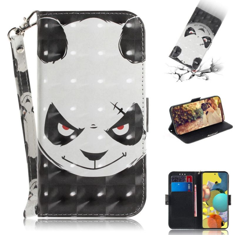 Leren Hoesje voor Samsung Galaxy A51 5G Boze Panda Met String