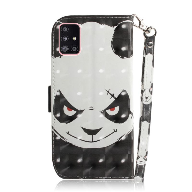 Leren Hoesje voor Samsung Galaxy A51 5G Boze Panda Met String