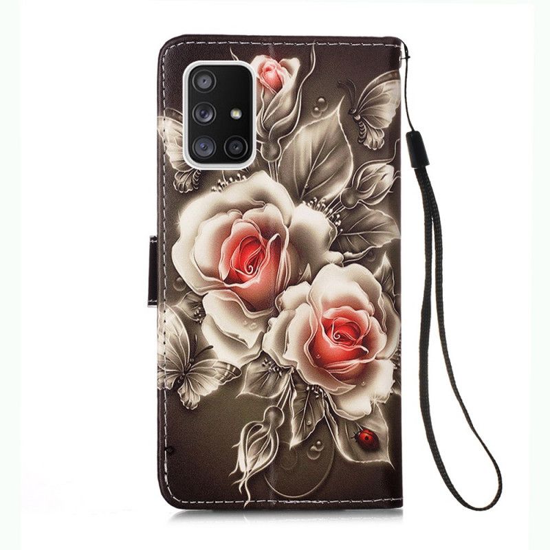 Leren Hoesje voor Samsung Galaxy A51 5G Gouden Rozen