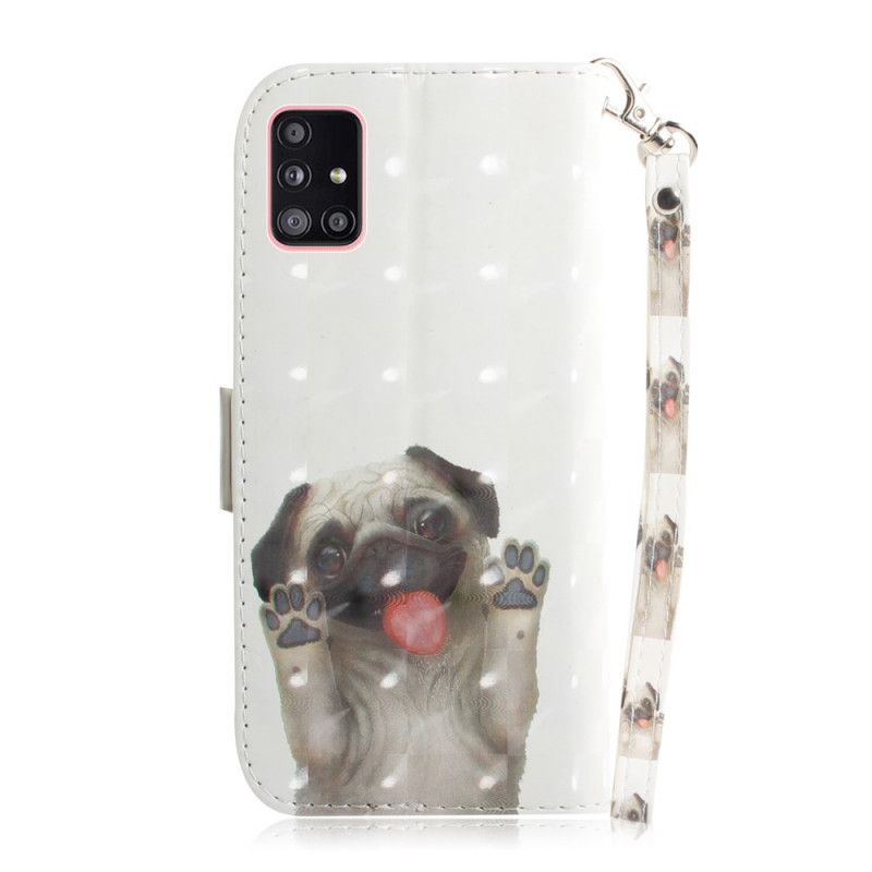 Leren Hoesje voor Samsung Galaxy A51 5G Hou Van Mijn Hond Met String