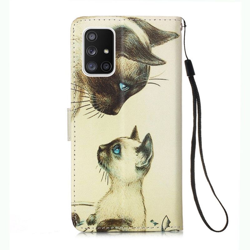 Leren Hoesje voor Samsung Galaxy A51 5G Kitten En Mama