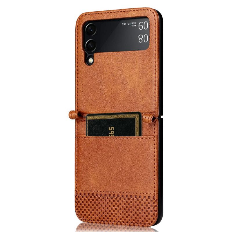 Cover Hoesje Samsung Galaxy Z Flip 3 5g Telefoonhoesje Vintage Lederen Stijl Kaarthouder