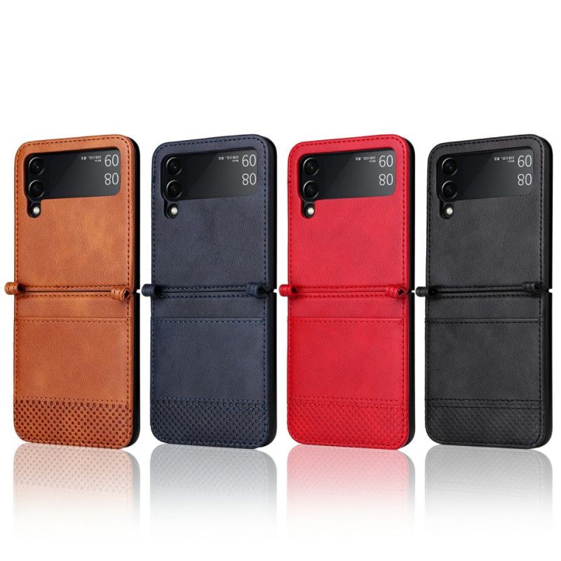 Cover Hoesje Samsung Galaxy Z Flip 3 5g Telefoonhoesje Vintage Lederen Stijl Kaarthouder