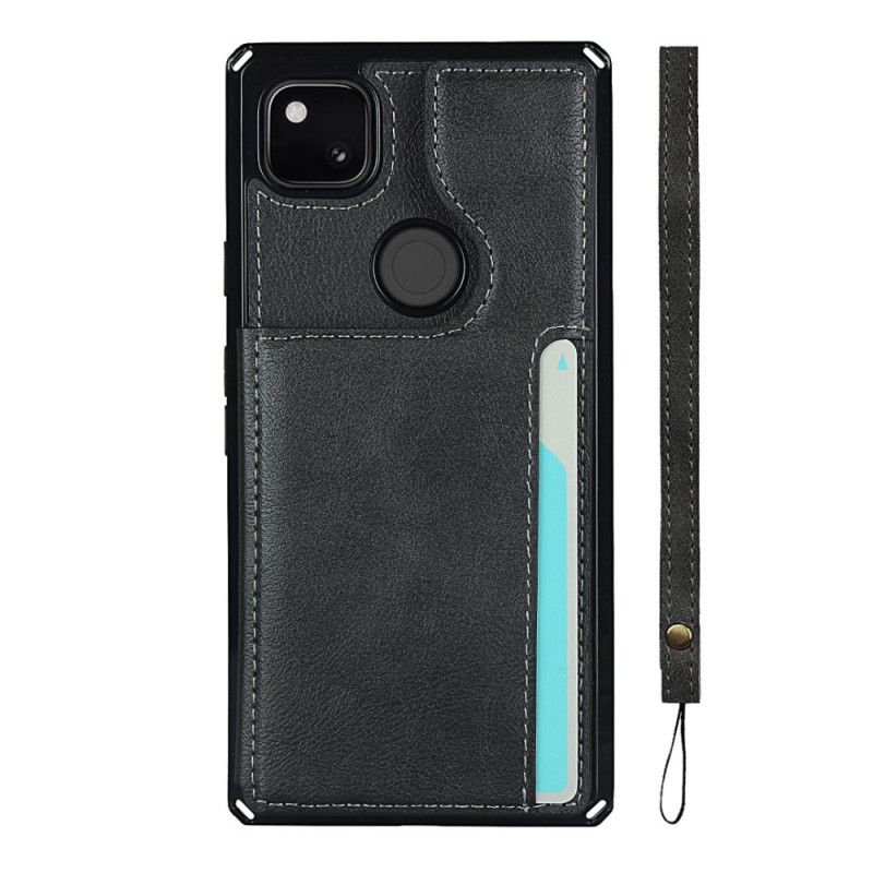 Case Hoesje Google Pixel 4a Grijs Zwart Telefoonhoesje Kaarthoudersteun En Lanyard