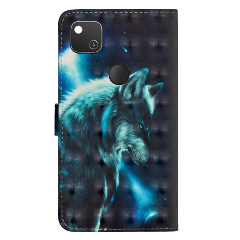 Flip Case Leren Google Pixel 4a Majestueuze Wolf