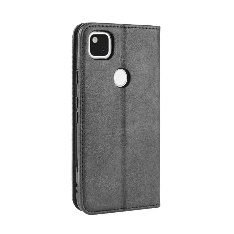 Flip Cover Goolge Pixel 4A Vintage Gestileerd Leereffect