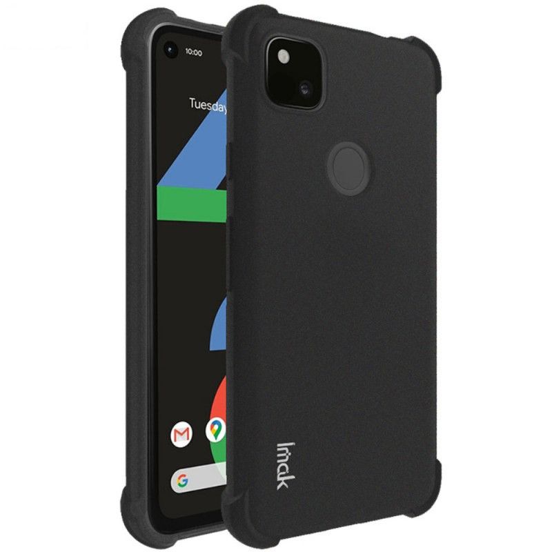 Hoesje voor Google Pixel 4a Grijs Zwart Flexibele Siliconen Met Imak-Schermfolie