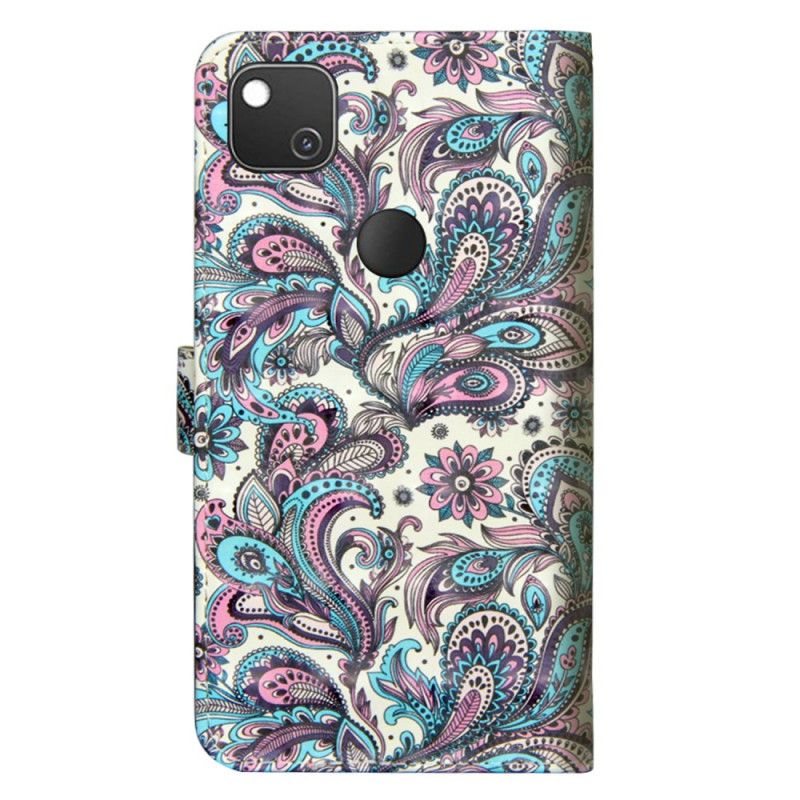 Leren Hoesje Google Pixel 4a Bloemen Met Een Patroon