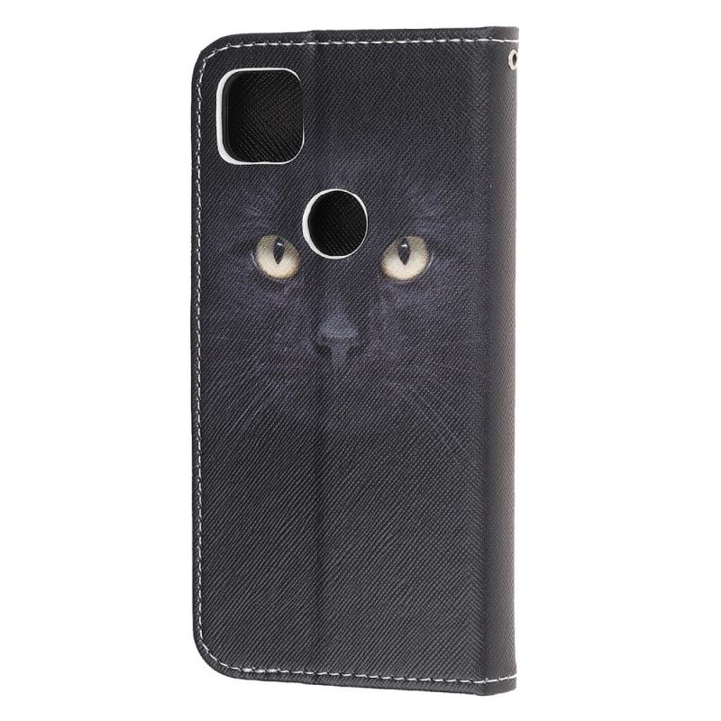 Leren Hoesje voor Google Pixel 4a Zwarte Kattenogen Met String