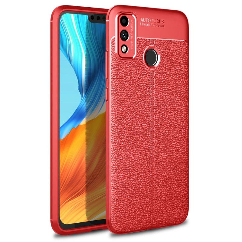 Hoesje Honor 9X Lite Rood Zwart Dubbellijns Lychee Leereffect