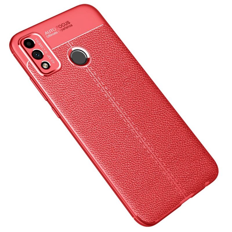 Hoesje Honor 9X Lite Rood Zwart Dubbellijns Lychee Leereffect