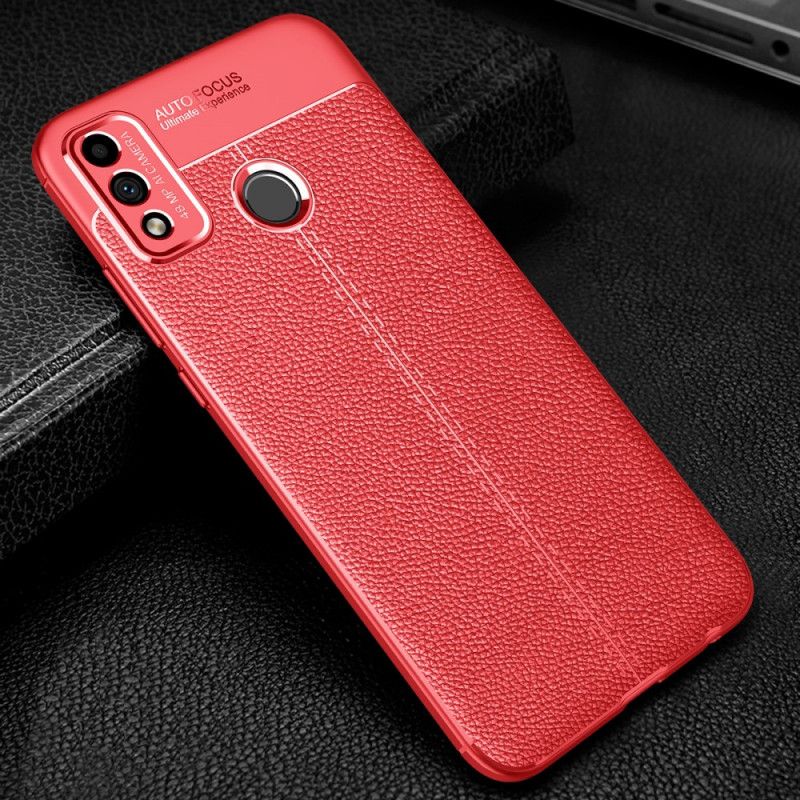 Hoesje Honor 9X Lite Rood Zwart Dubbellijns Lychee Leereffect