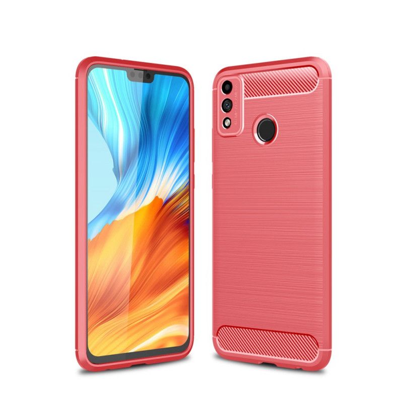 Hoesje Honor 9X Lite Rood Zwart Geborsteld Koolstofvezel