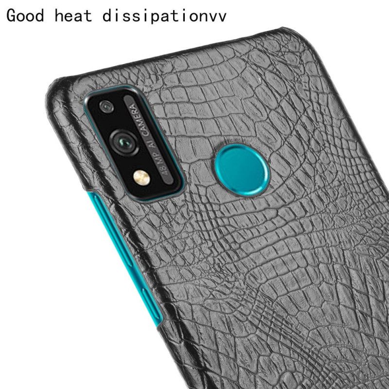 Hoesje Honor 9X Lite Wit Zwart Krokodillenhuidstijl