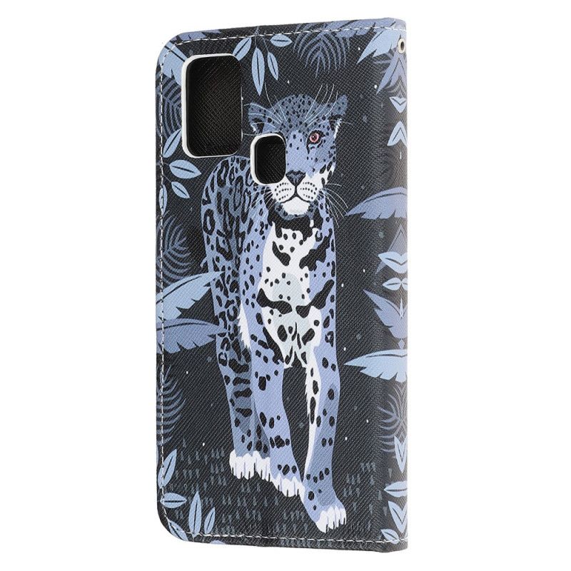 Leren Hoesje Honor 9X Lite Luipaard Met String