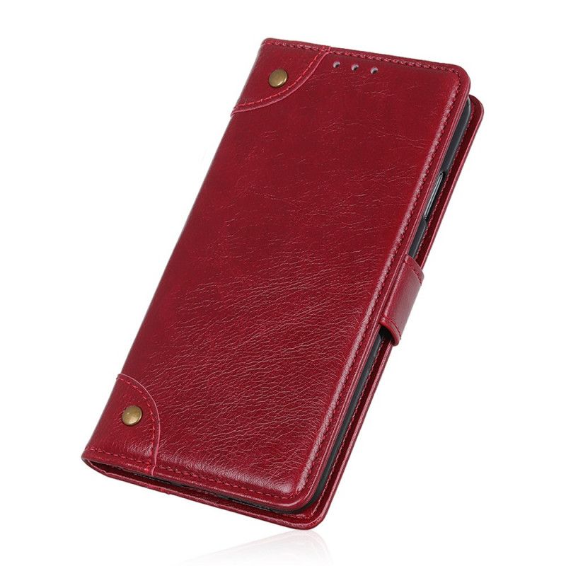 Leren Hoesje Honor 9X Lite Rood Zwart Telefoonhoesje Antiek Nappaleder Effect