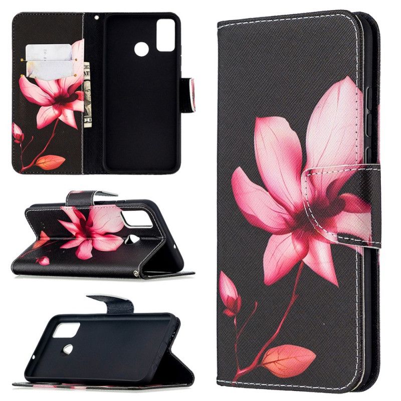 Leren Hoesje Honor 9X Lite Roze Bloem