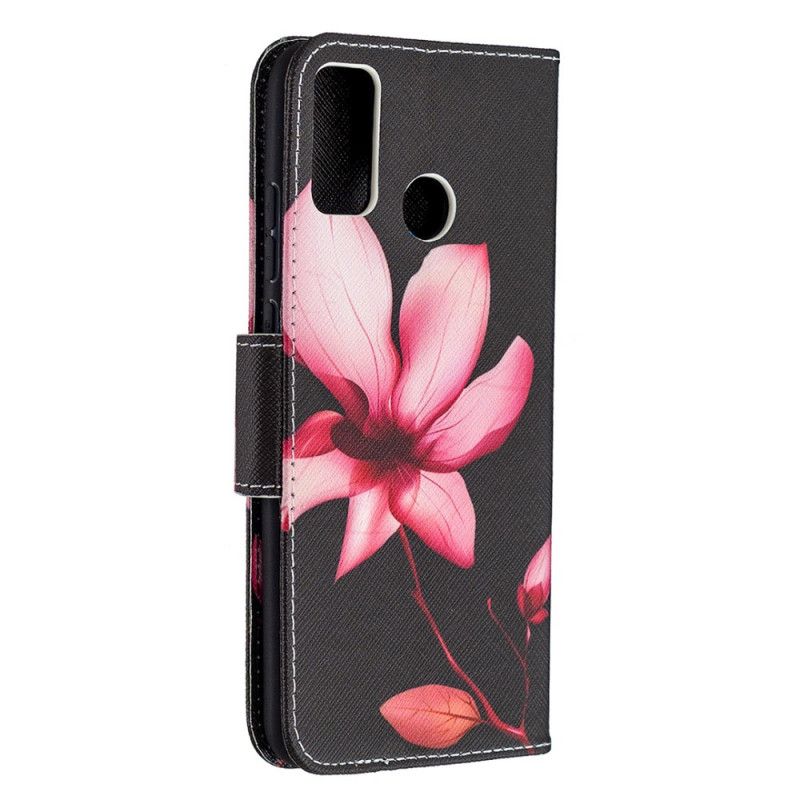 Leren Hoesje Honor 9X Lite Roze Bloem