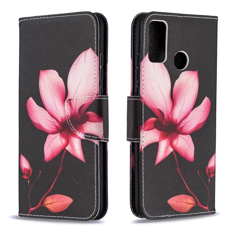 Leren Hoesje Honor 9X Lite Roze Bloem