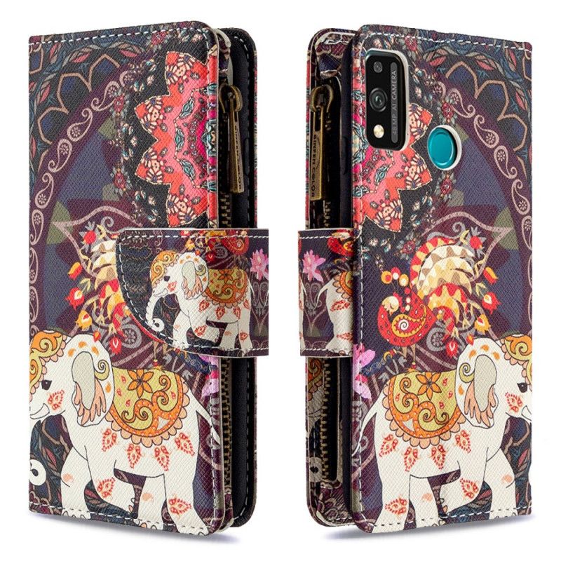 Leren Hoesje Honor 9X Lite Zak Met Olifantenrits