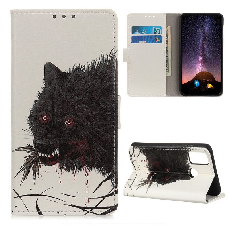 Leren Hoesje voor Honor 9X Lite Hongerige Wolf