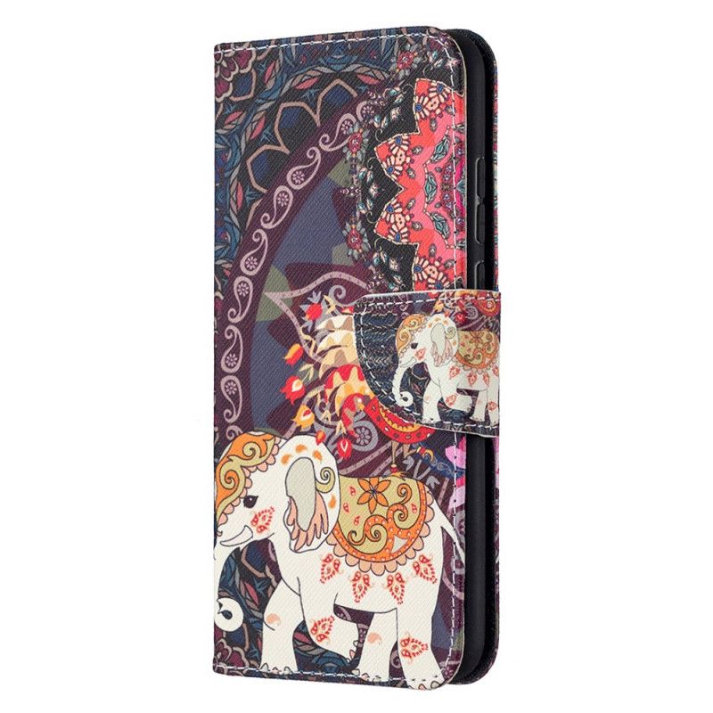 Leren Hoesje voor Honor 9X Lite Olifant En Kleurrijke Mandala