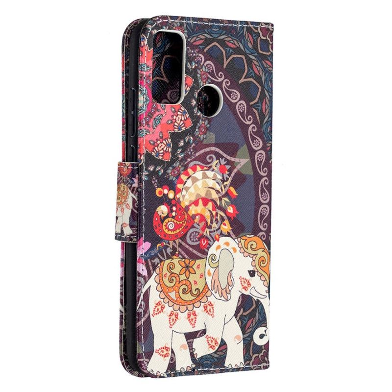 Leren Hoesje voor Honor 9X Lite Olifant En Kleurrijke Mandala