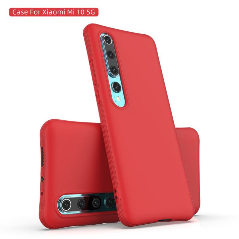 Case Hoesje Xiaomi Mi 10 / 10 Pro Rood Zwart Telefoonhoesje Flexibele Mat Siliconen