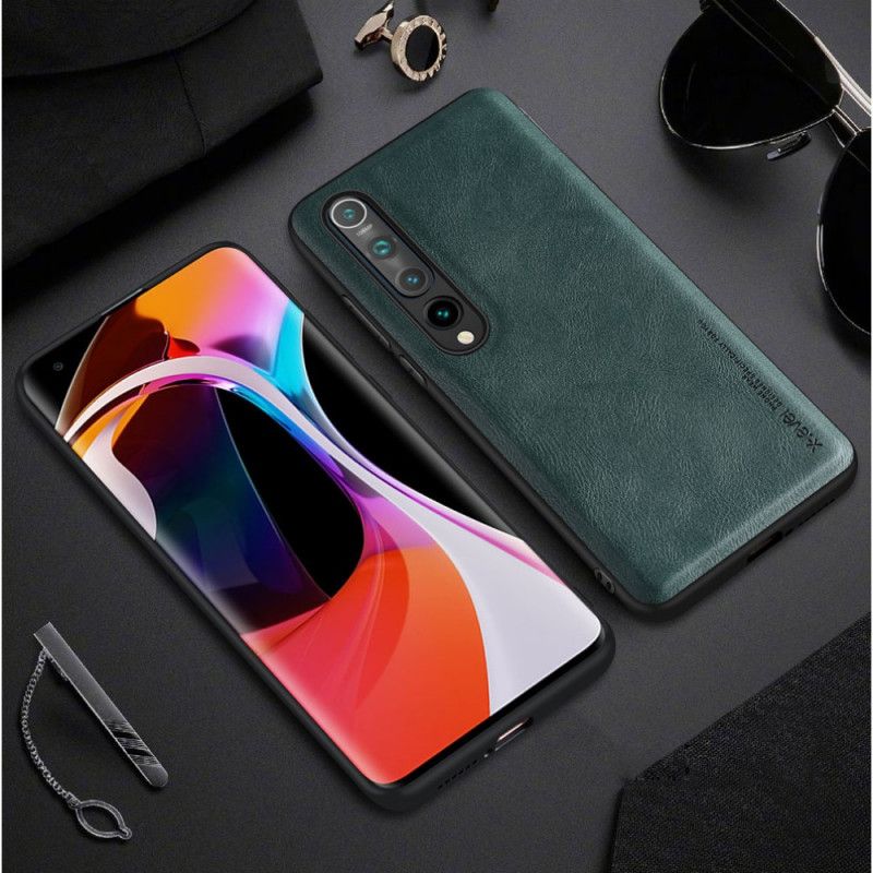 Cover Hoesje Xiaomi Mi 10 / 10 Pro Groen Zwart Telefoonhoesje Vintage Leereffect