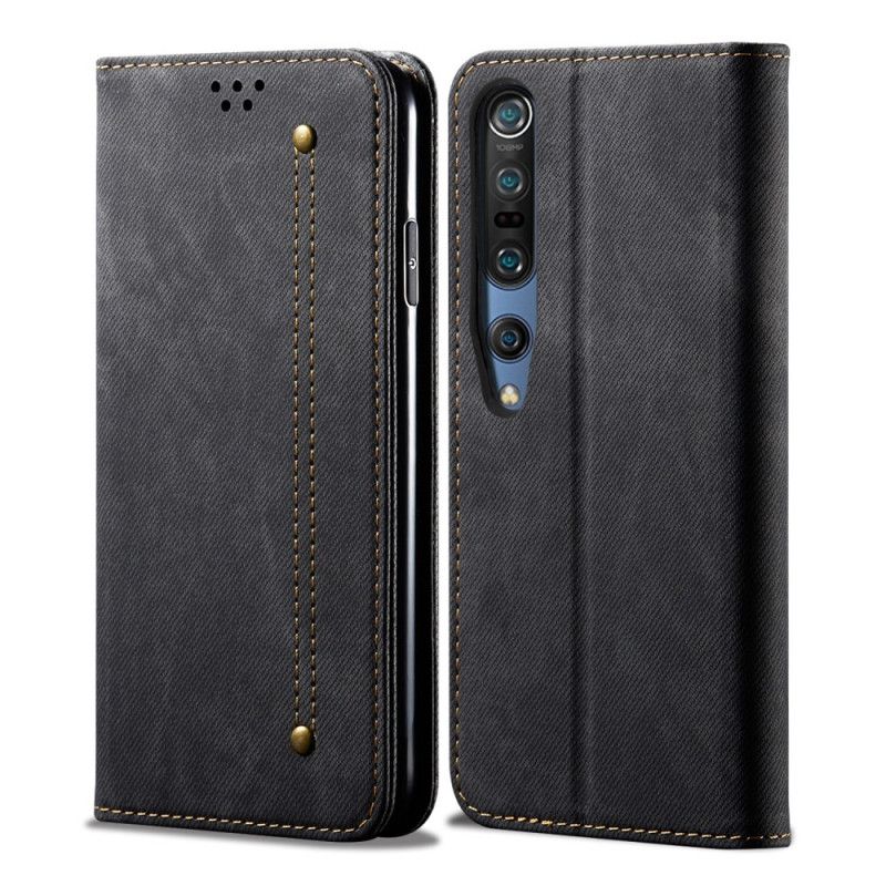 Folio-hoesje voor Xiaomi Mi 10 / 10 Pro Donkerblauw Zwart Jeansstof