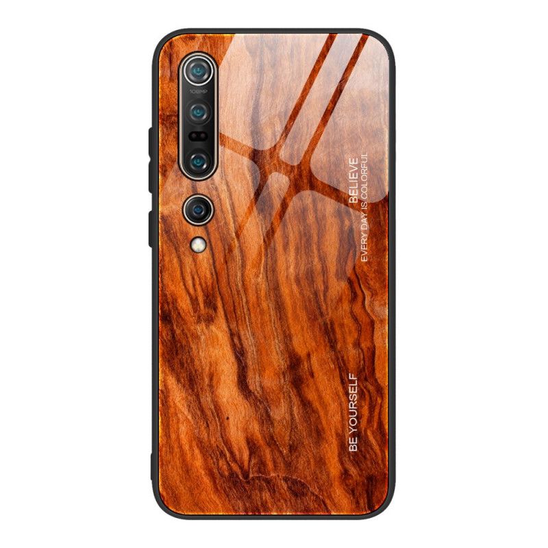 Hoesje voor Xiaomi Mi 10 / 10 Pro Grijs Zwart Pro Wood Design Gehard Glas