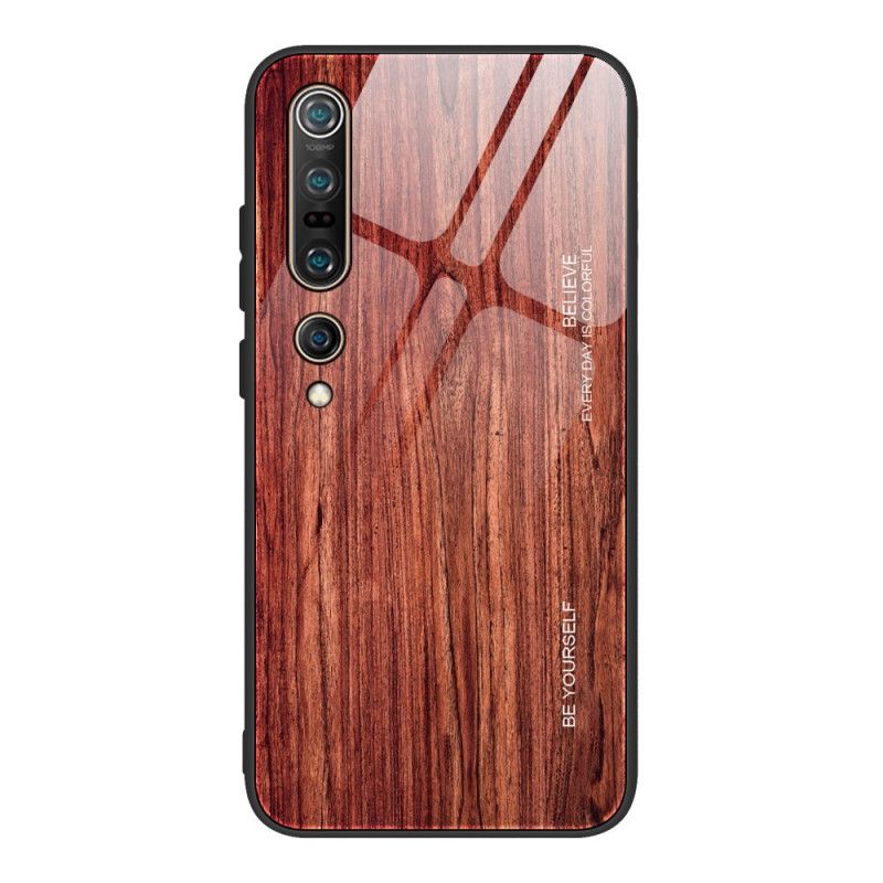 Hoesje voor Xiaomi Mi 10 / 10 Pro Grijs Zwart Pro Wood Design Gehard Glas