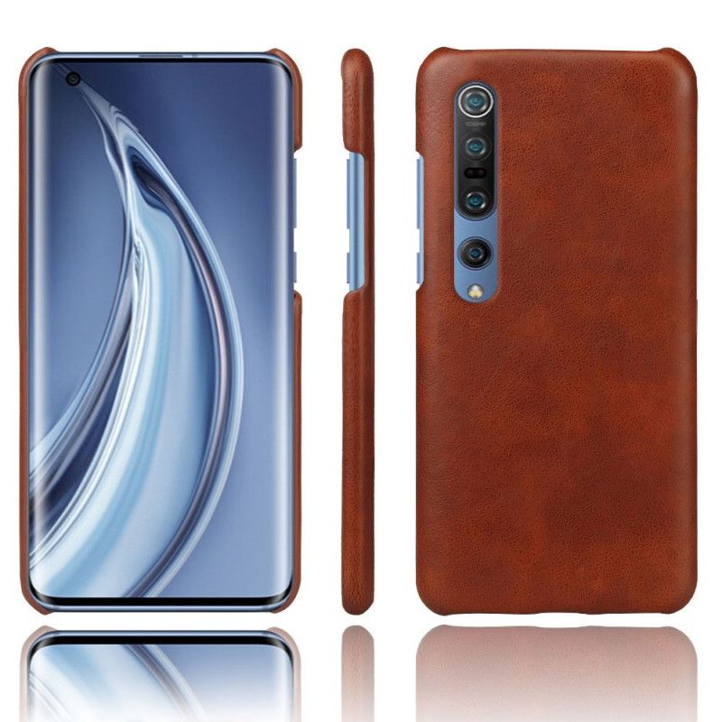 Hoesje Xiaomi Mi 10 / 10 Pro Donkerblauw Oranje Litchi Leereffect Ksq