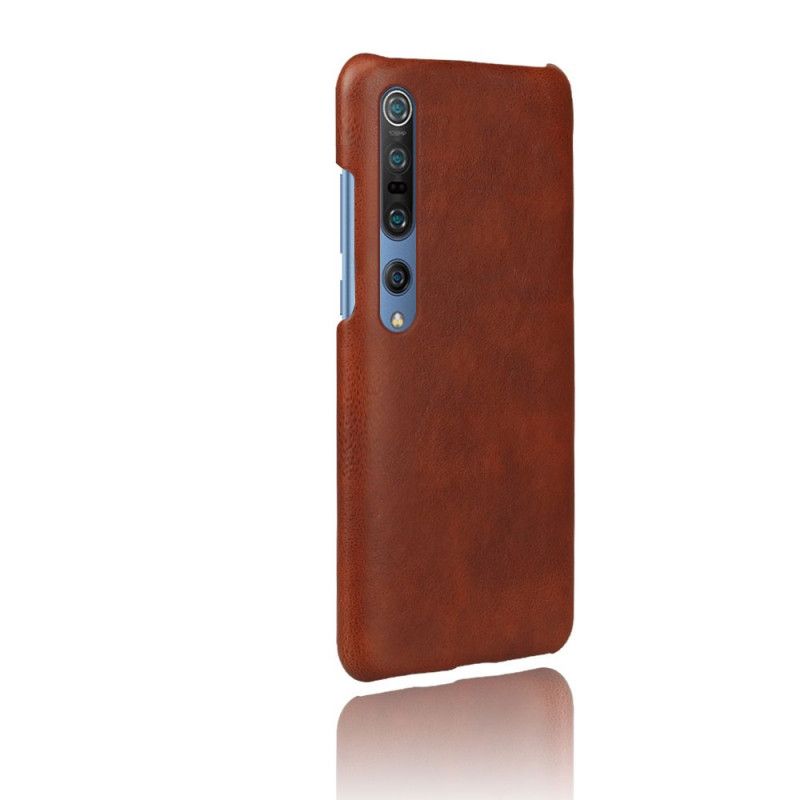 Hoesje Xiaomi Mi 10 / 10 Pro Donkerblauw Oranje Litchi Leereffect Ksq