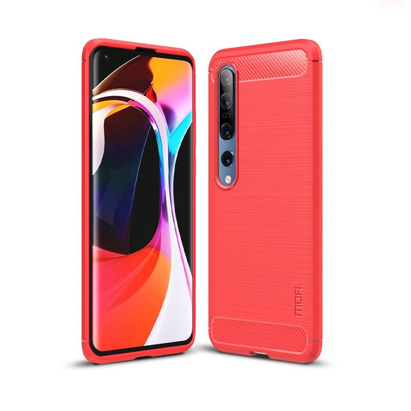 Hoesje Xiaomi Mi 10 / 10 Pro Grijs Zwart Mofi Geborstelde Koolstofvezel