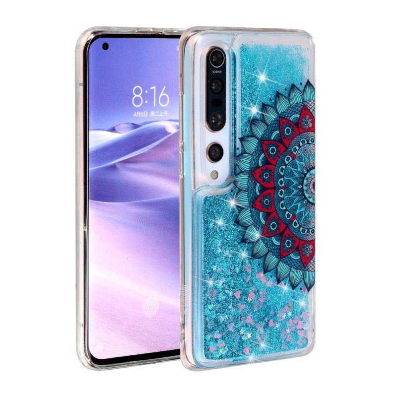 Hoesje Xiaomi Mi 10 / 10 Pro Lichtblauw Donkerblauw Glitter Mandala