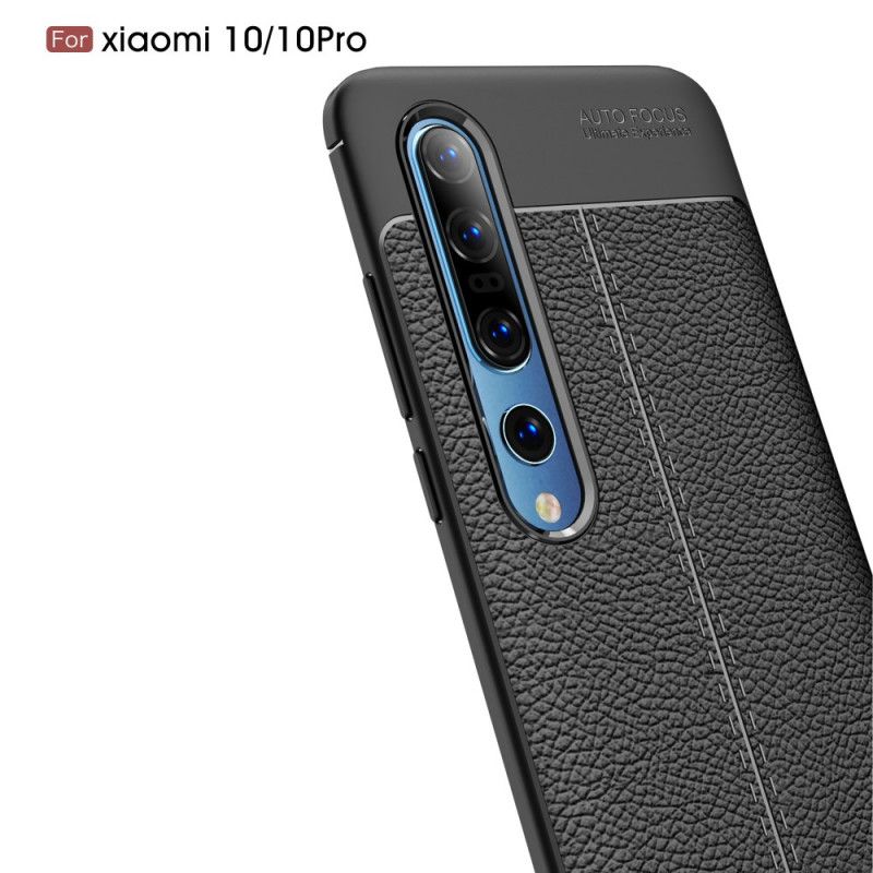 Hoesje Xiaomi Mi 10 / 10 Pro Rood Zwart Dubbellijns Lychee Leereffect