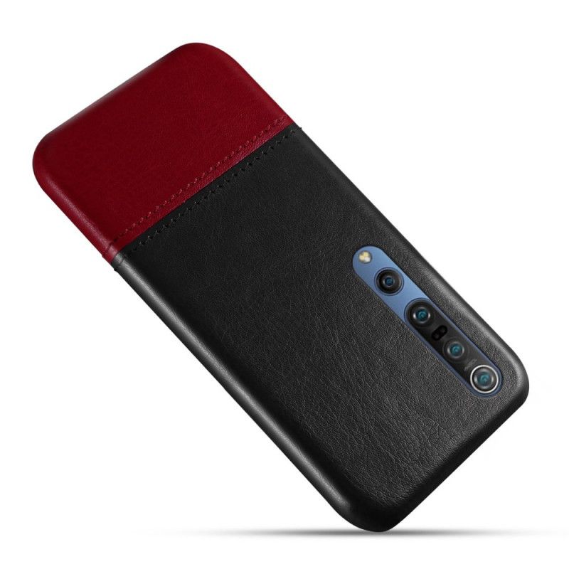 Hoesje Xiaomi Mi 10 / 10 Pro Rood Zwart Ksq Tweekleurig Leereffect