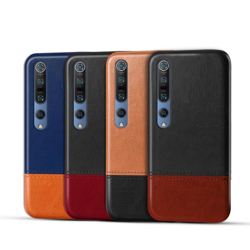 Hoesje Xiaomi Mi 10 / 10 Pro Rood Zwart Ksq Tweekleurig Leereffect