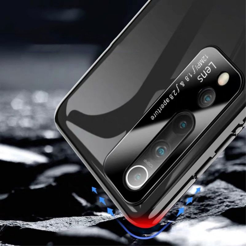 Hoesje Xiaomi Mi 10 / 10 Pro Wit Zwart Pro Spiegeleffect Gehard Glas